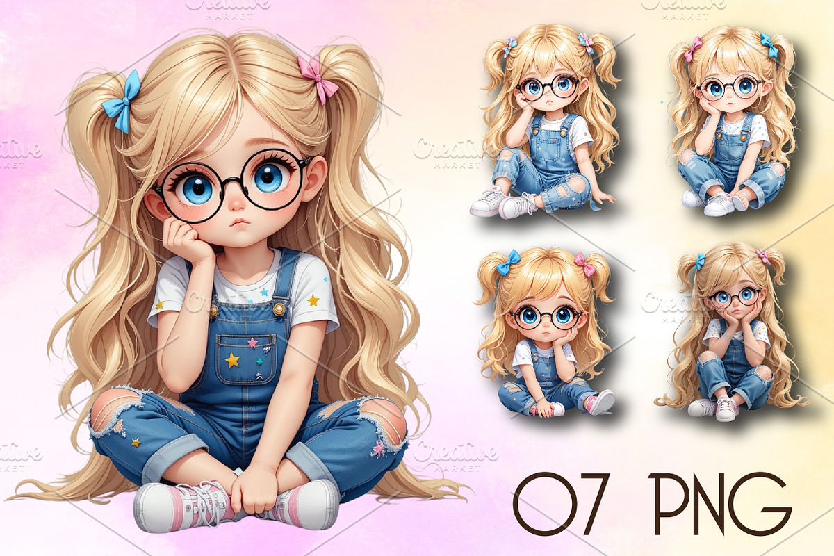 Quirky Cute Little Girl Clipart Png, an Illustration by RobertsArt (Photo 1 of 5)