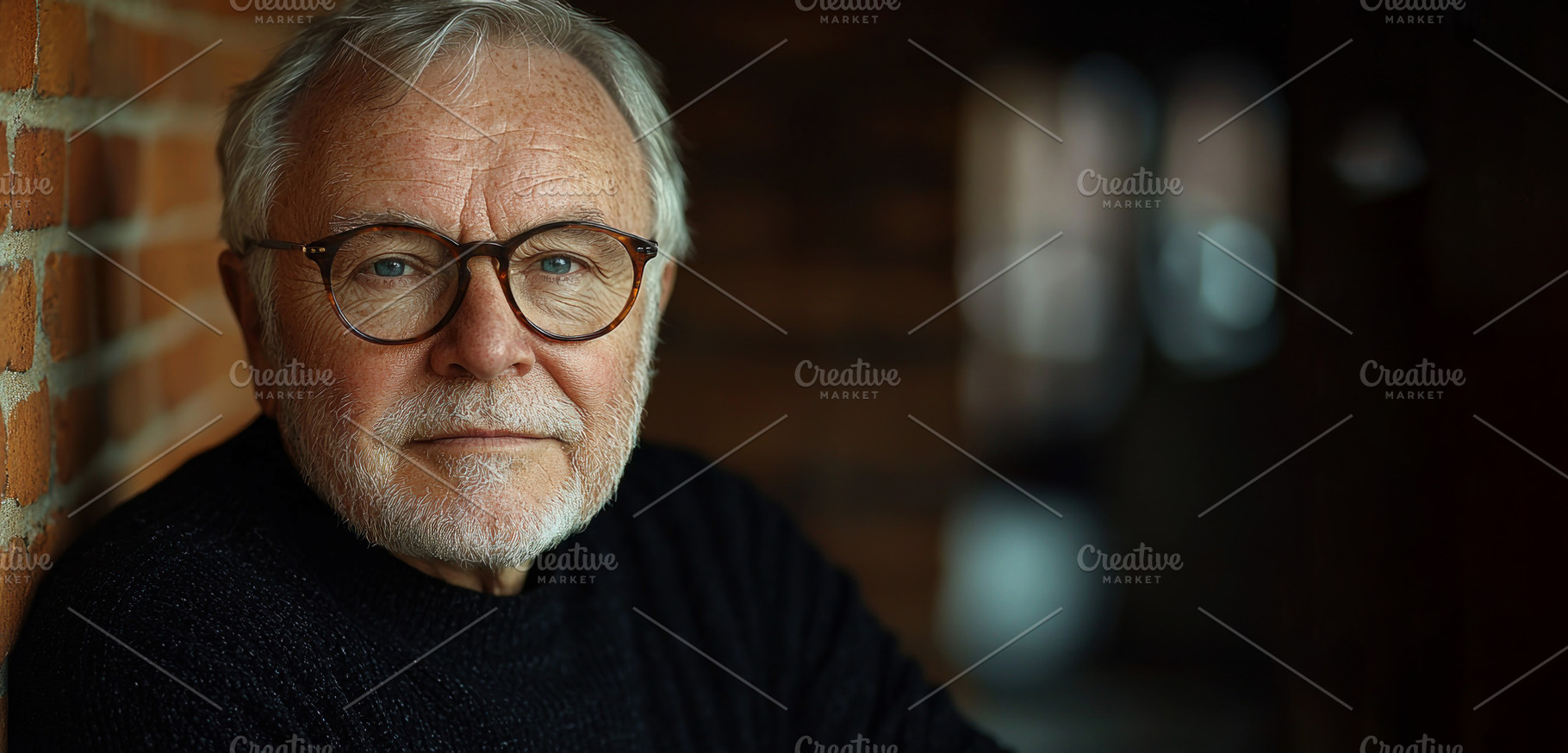 Wise elderly man with white beard and round glasses wearing blac, a Person Photo by José Manuel Gelpi