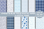 Coquette Blue Toile Digital Paper, a Pattern Graphic by Designking (Thumbnail 1 of 4)