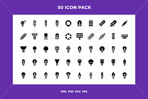 Light bulbs icons, an Outline Icon by Wencory