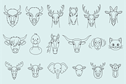 Hand Drawn Farm Animals Icon Set, an Outline Icon by MkStudio (Thumbnail 1 of 2)