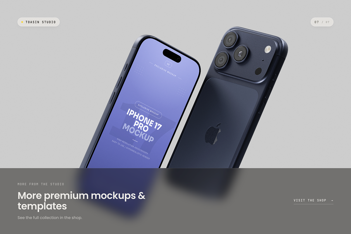 iPhone 17 Pro Mockup, an iPhone Mockup by Toasin Studio (Photo 7 of 7)
