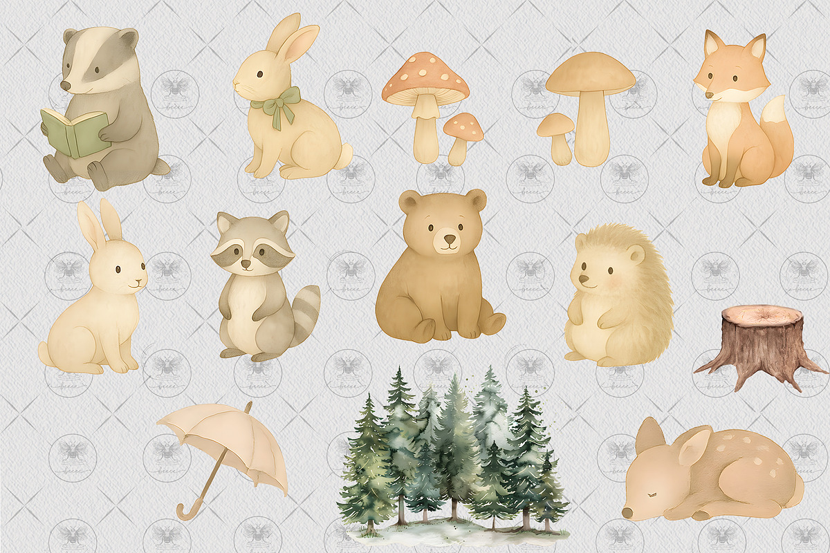 Cute Forest Animal Clipart | Woodlan, an Illustration by BigCakeBee (Photo 3 of 4)