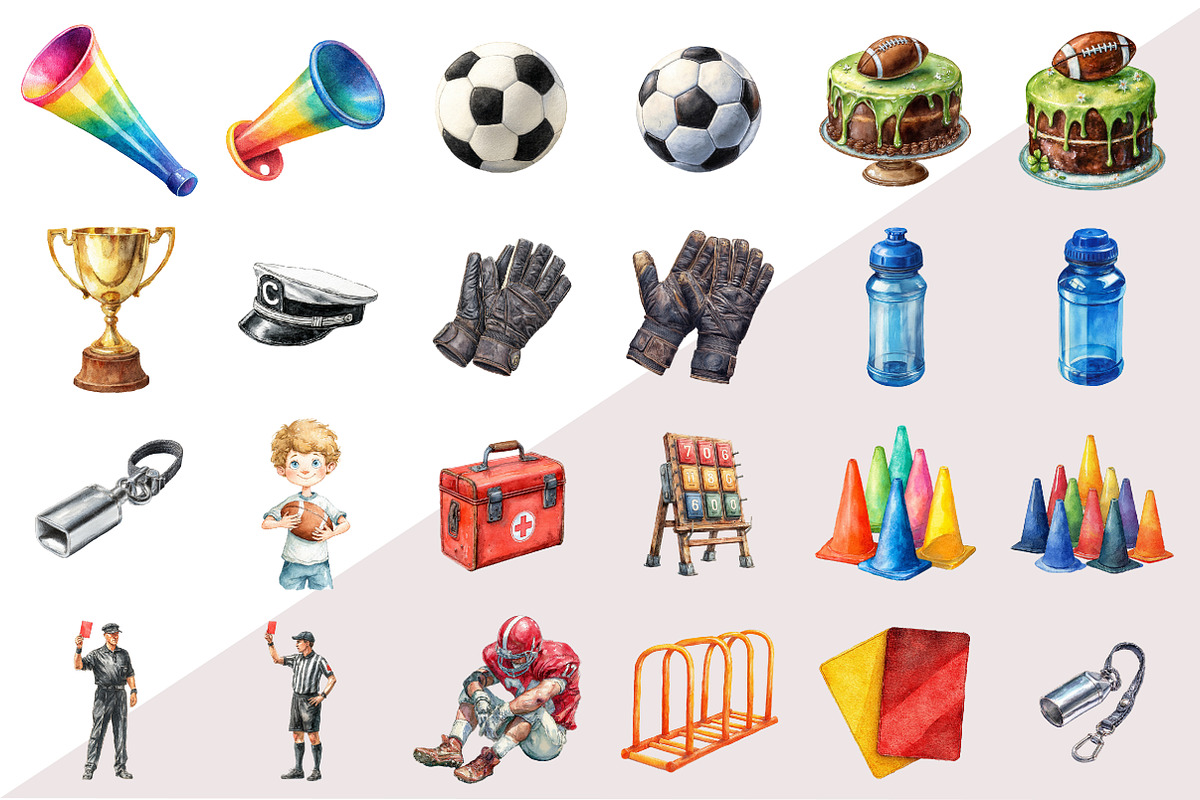 Watercolor Soccer Clipart, an Illustration by Design Market (Photo 2 of 3)