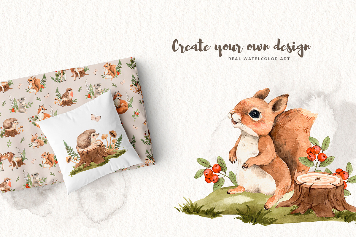 Watercolor Forest Little Animals set, an Animal Illustration by Alamella (Photo 4 of 17)
