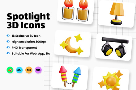Spotlight 3D Icons, a Light 3D Model by HacaStudio
