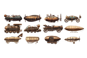 Vintage steampunk transports cartoon, an Object Illustration by Valerie Bodnar