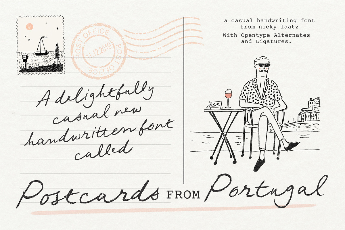 Postcards From Portugal, a Handwritten Font by Nicky Laatz (Photo 1 of 27)