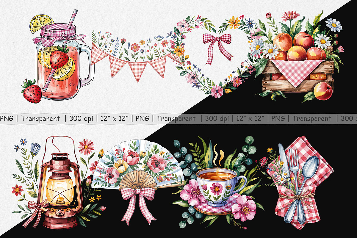 Pink Gingham Summer Florals, a Graphic by Artnoy (Photo 2 of 5)