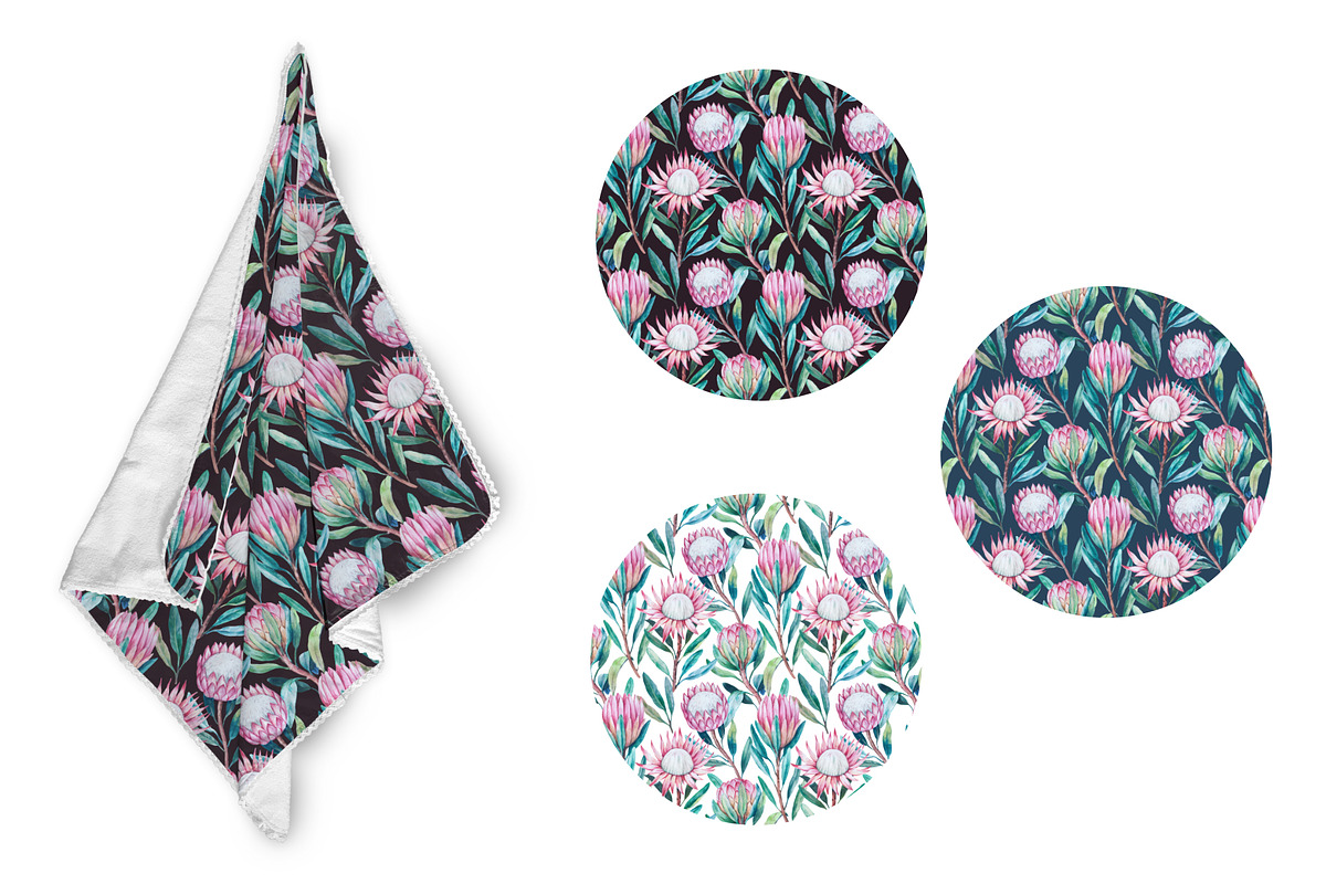 Protea flowers watercolor pattern, a Pattern Graphic by Robusta (Photo 2 of 5)