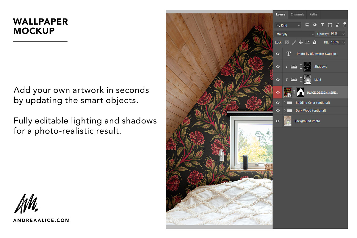 Wallpaper Mockup - Loft Bedroom, a Household Mockup by Andrea Muller (Photo 3 of 6)