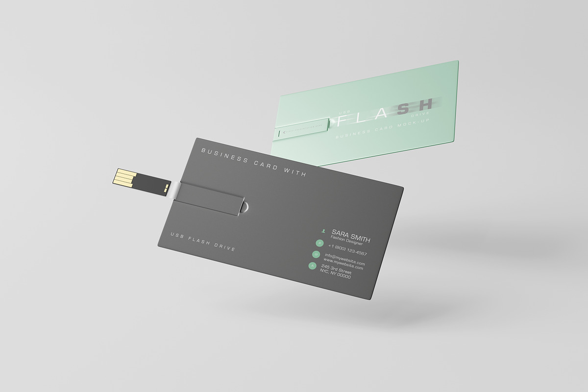 USB Flash Drive Business Card Mockup, a Print Template by pmvch