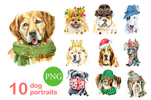 10 watercolor dog portraits 9, an Animal Illustration by Watercolor fantasy