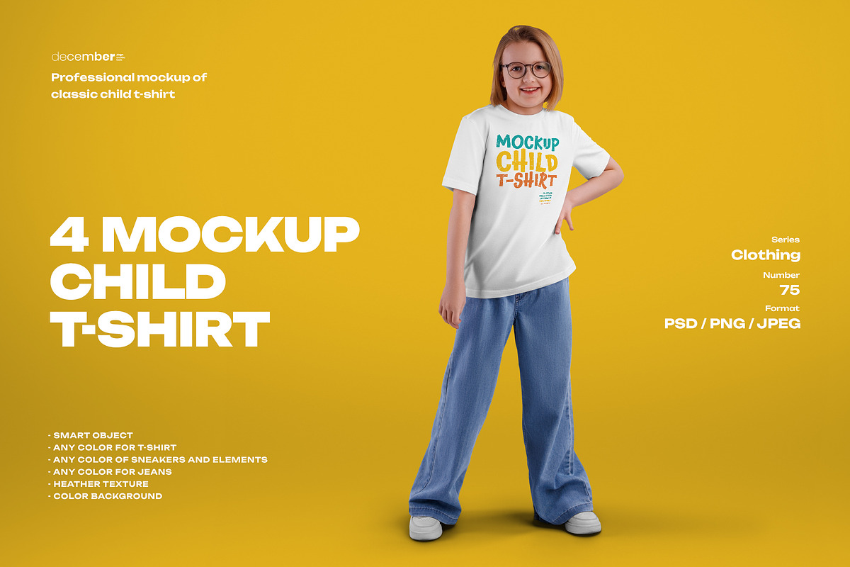 4 Mockups of a Children's T-shirt, a Shirt Mockup by Grow Design Craft Studio (Photo 1 of 7)