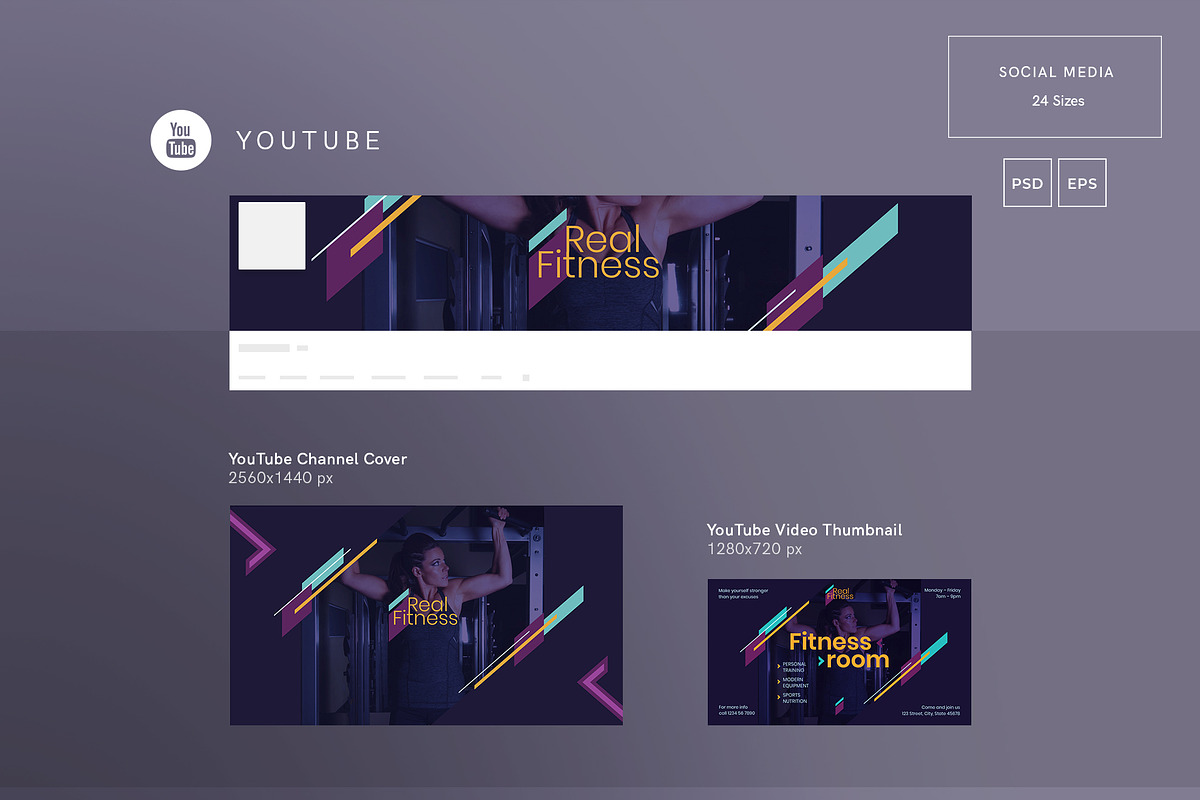 Social Media Pack | Fitness Gym, a Social Media Template by Amber Graphics (Photo 3 of 10)