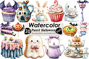 Pastel Halloween Tea Party Clipart, an Illustration by Black Bird Studio (Thumbnail 1 of 6)