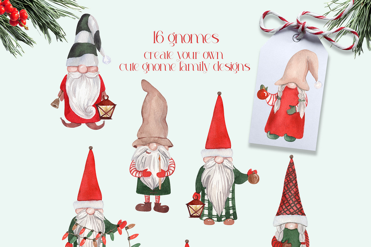 Merry Gnome Christmas Watercolor, a Person Illustration by Catch the Dream Art (Photo 3 of 9)