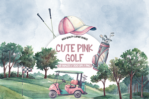 Golf Watercolor Clipart, Golf Club, an Illustration by TatiMockup
