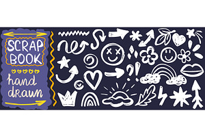 Hand drawn doodle set of simple kids, an Object Illustration by Tati_Kli