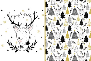 Cute deer vector. Chrismas pattern., an Animal Illustration by StudioLondon