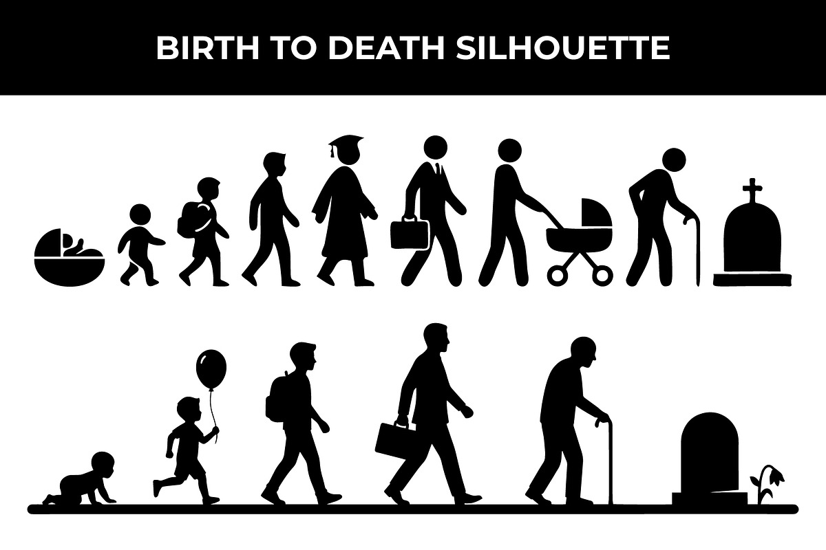 Birth To Death Silhouette Vector, a Person Illustration by nandinigraphics (Photo 1 of 3)