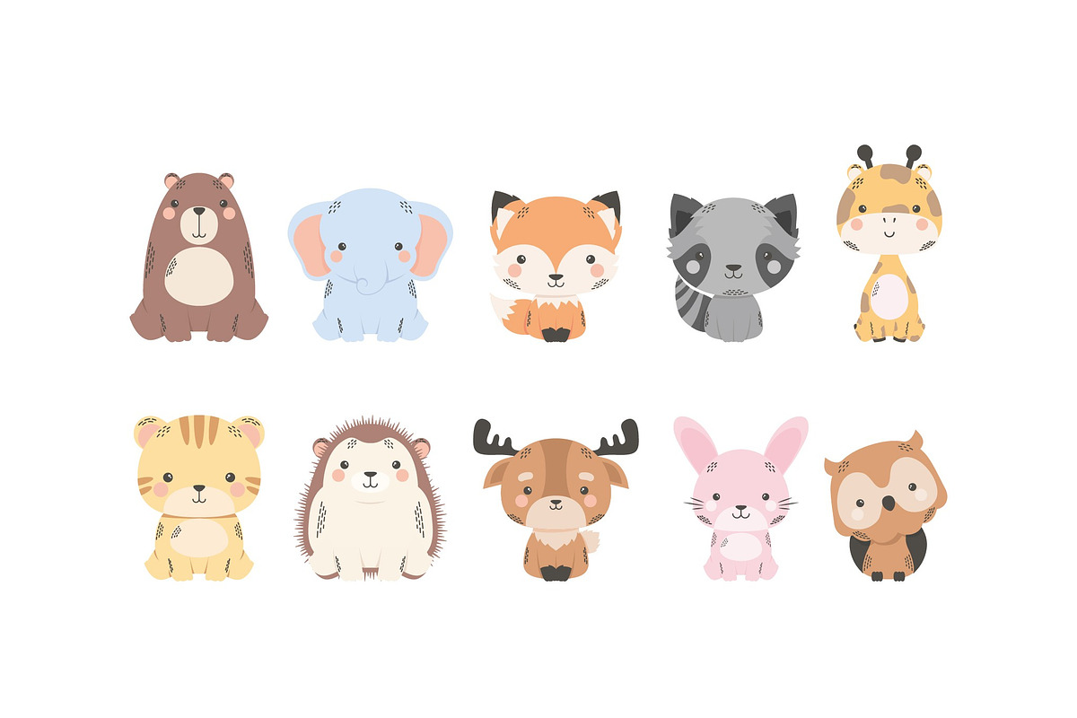 Cute Animals Illustration Set, an Animal Illustration by studiogstock (Photo 1 of 3)