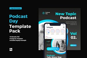 Podcast Day Instagram Post, a Social Media Template by CavenArt