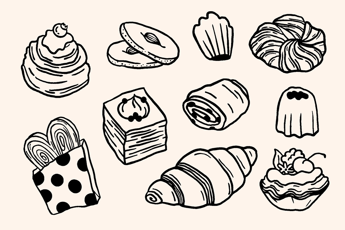 CAFE DOODLES | Graphic collection, a Food Illustration by katieromanoff_art (Photo 8 of 12)