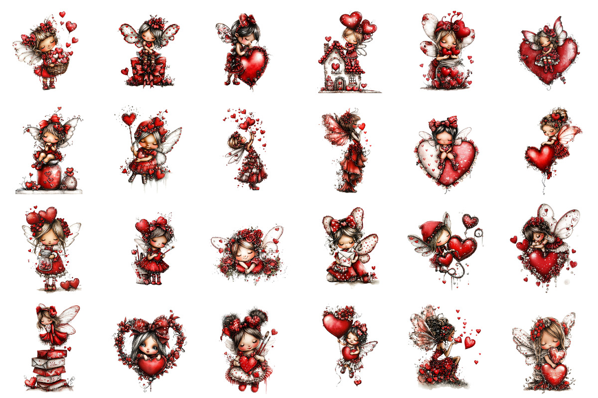 Whimsical Valentine's Fairy Clipart, an Illustration by designcity5 (Photo 2 of 5)