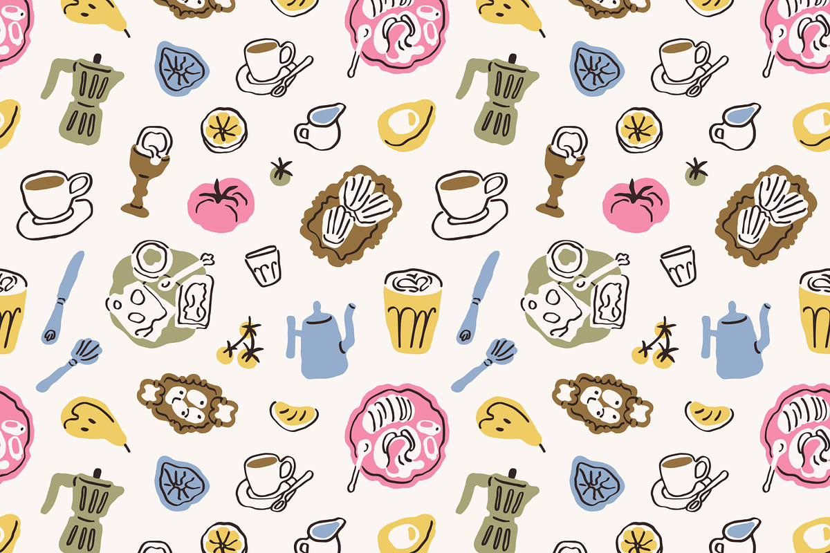 Breakfast food seamless patterns, a Pattern Graphic by Good Studio (Photo 2 of 13)