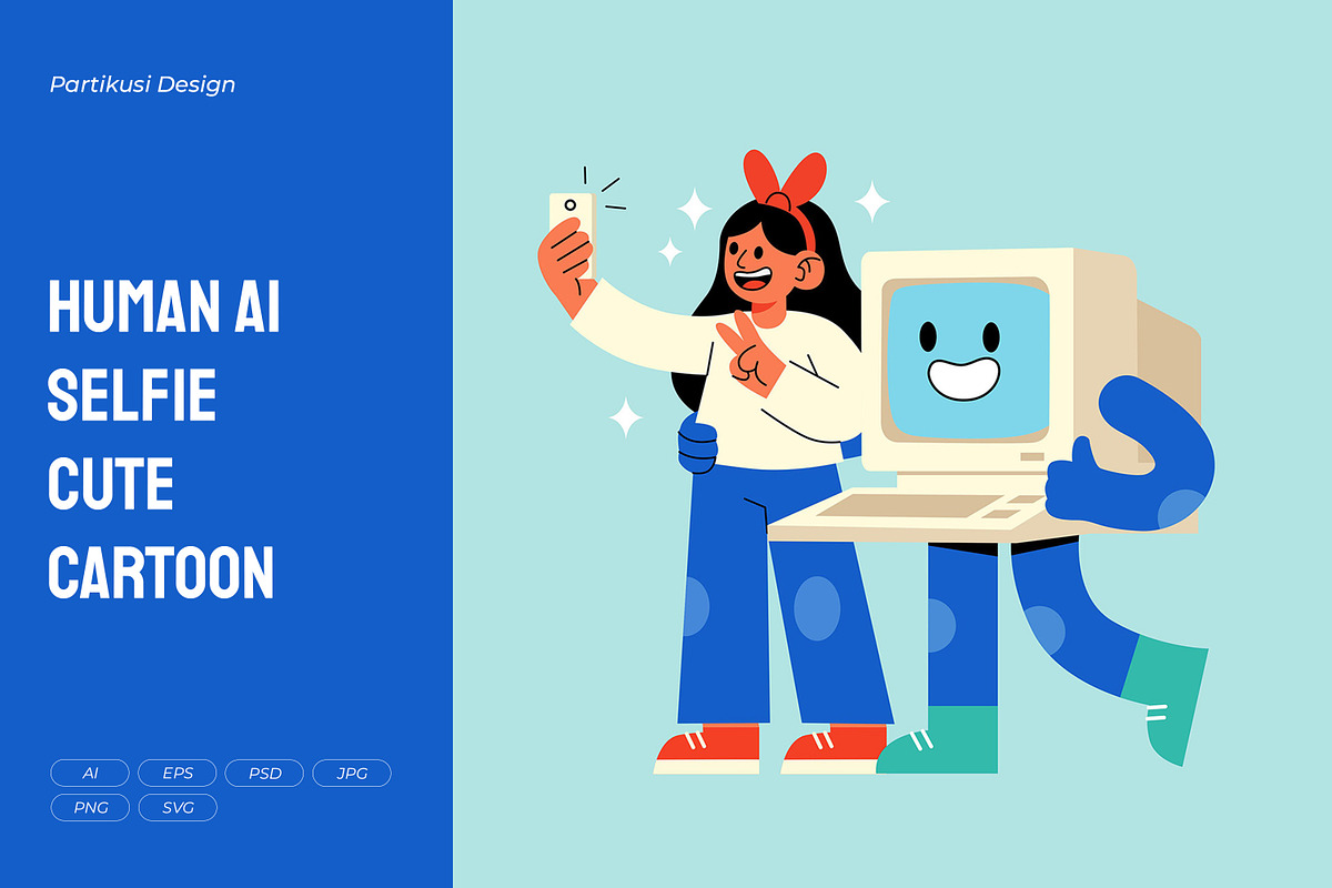 Human AI Selfie Cute Cartoon, a Work Illustration by Partikusi Design (Photo 1 of 3)