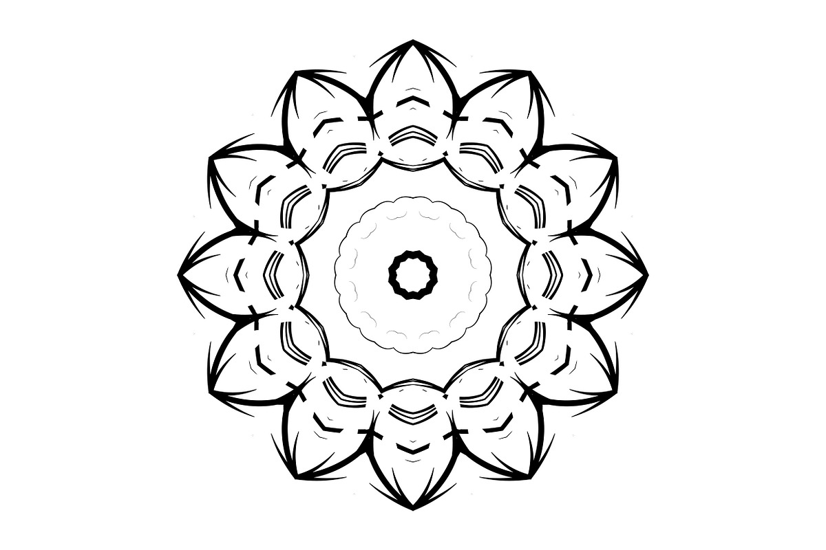 Ornamental Black White Mandala Pack, a Decorative Illustration by NJ Himel (Photo 102 of 103)