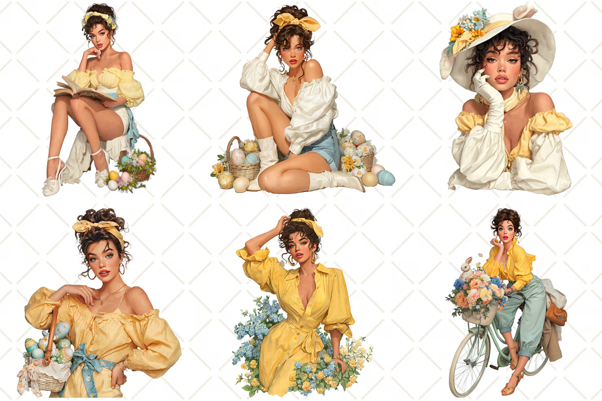 Whimsical Easter Girls Clipart, an Illustration by Black Bird Studio (Photo 4 of 5)