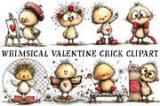 Whimsical Valentine Chick Clipart, an Illustration by OK Design (Thumbnail 2 of 6)