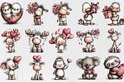 Whimsical Valentine Animal Clipart, a Seasonal Illustration by Rose Art (Thumbnail 2 of 7)