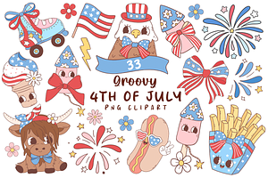 Groovy 4th of July PNG Clipart, a Seasonal Illustration by LemonDesign