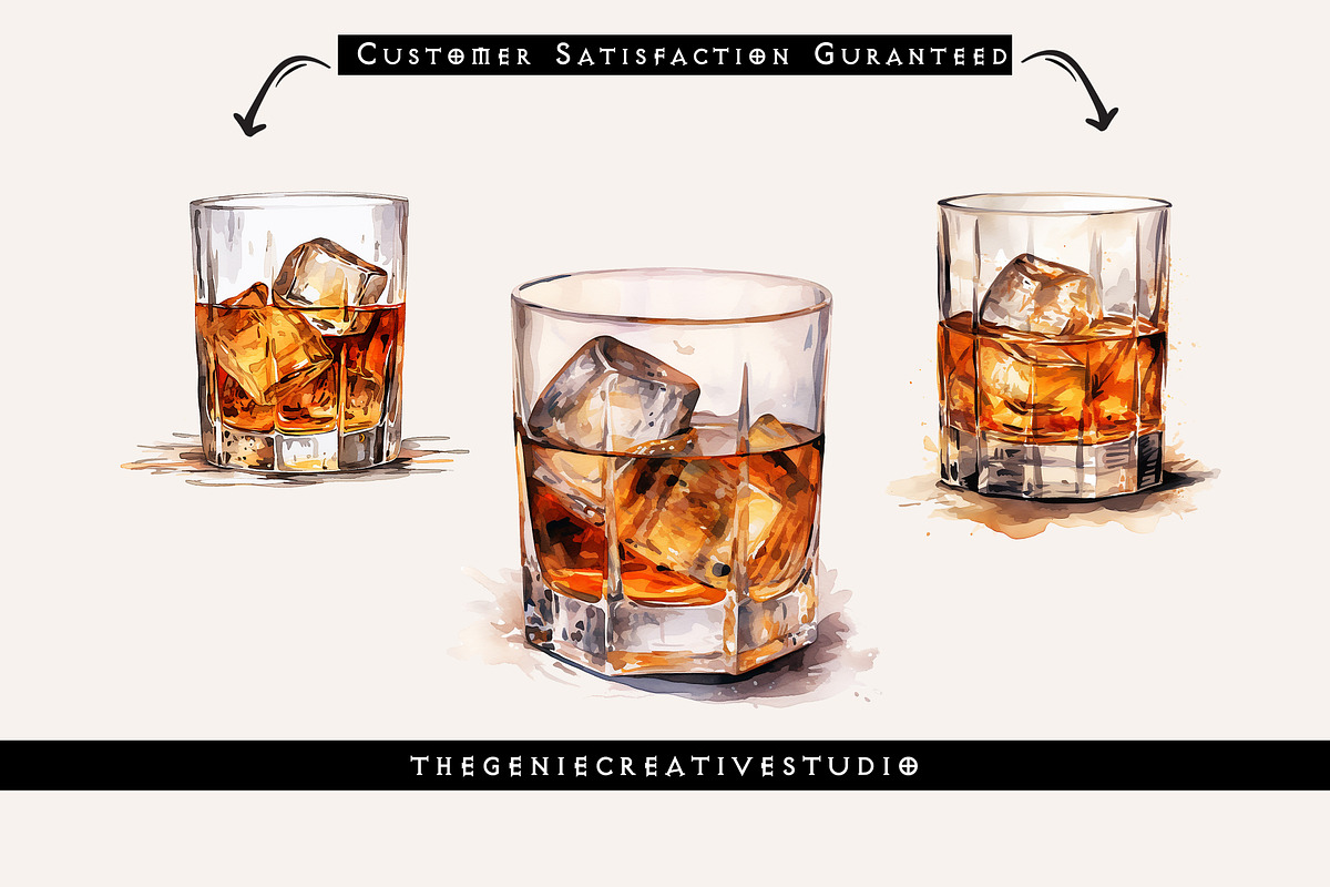 Watercolor PNG Whiskey Clipart, a Food Illustration by Geniecreativestudio (Photo 4 of 9)