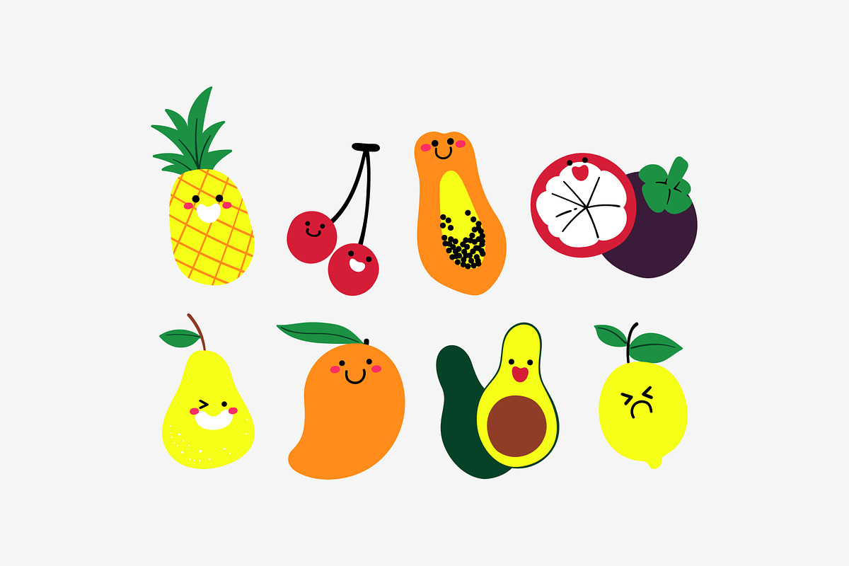 Cute Fruit Doodle Illustration, an Object Graphic by SLAB! Design (Photo 3 of 3)