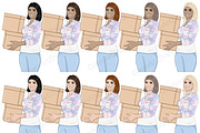 Moving Girls Clipart, a Transportation Illustration by GlamArtZhanna (Thumbnail 3 of 6)