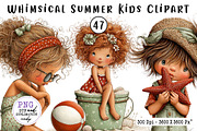 Whimsical Summer Kids Clipart, a Seasonal Illustration by CreationArt (Thumbnail 1 of 7)
