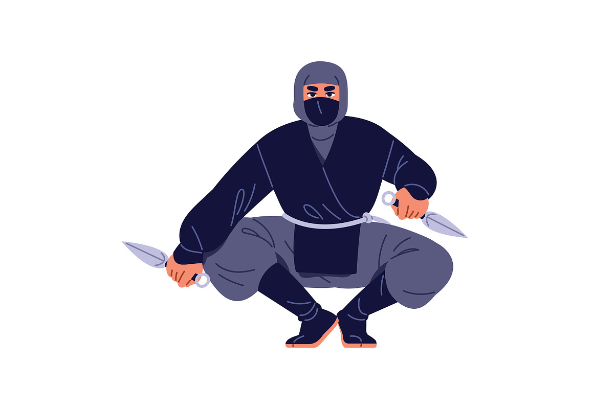 Ninja, shinobi, Asian warriors set, a Person Illustration by PaperTrident (Photo 9 of 16)