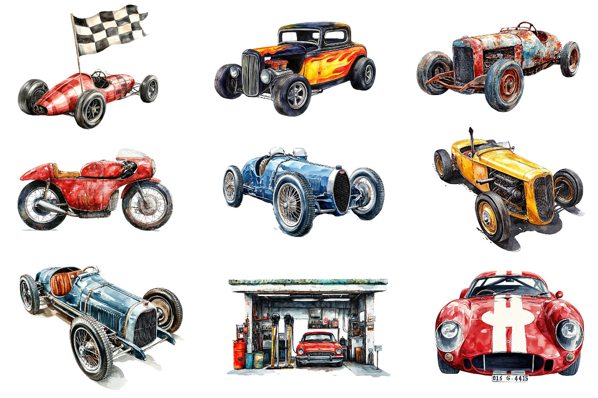 Vintage Old Race Car Clipart, an Illustration by CreationArt (Photo 3 of 4)