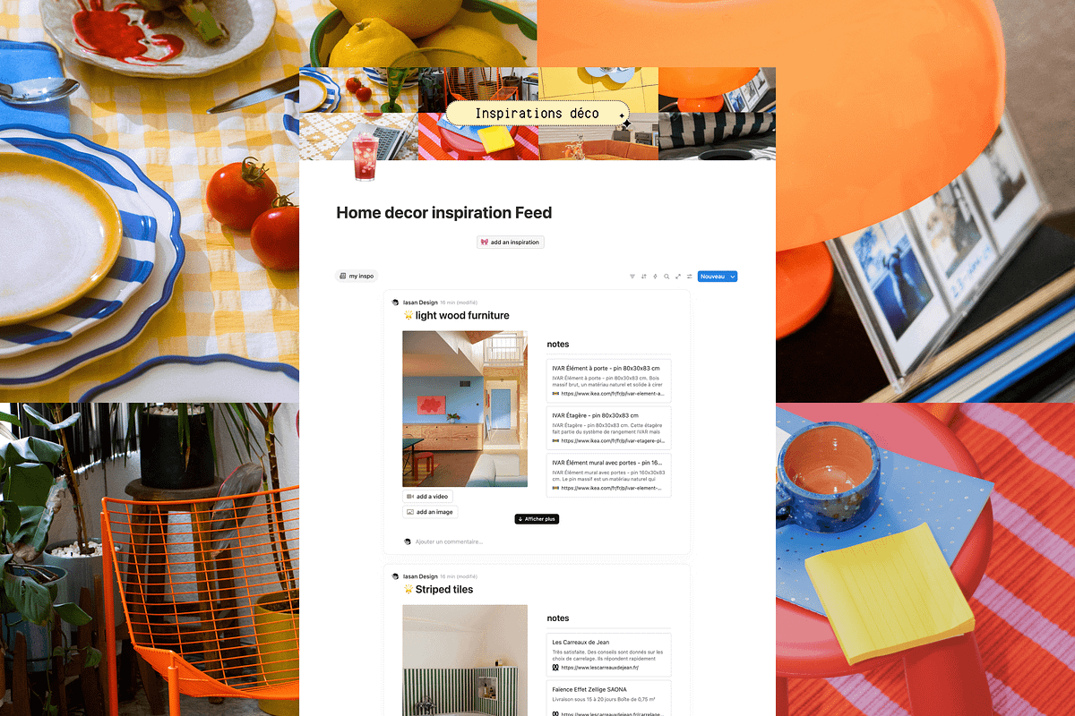 Home decor feed - Notion template, an App Template by Iasan Design (Photo 1 of 6)