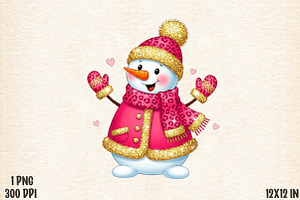 Cute Leopard Snowman Glitter Png, an Illustration by Designworld