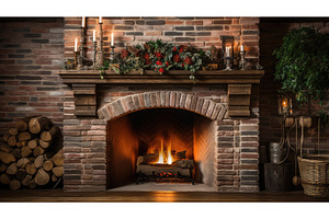 heat fireplace bricks ai generated, an Architecture Photo by pikepicture