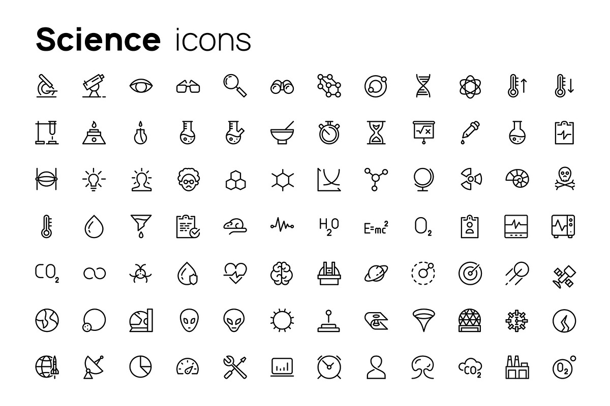 Science line icons set, an Outline Icon by AIWD (Photo 2 of 2)