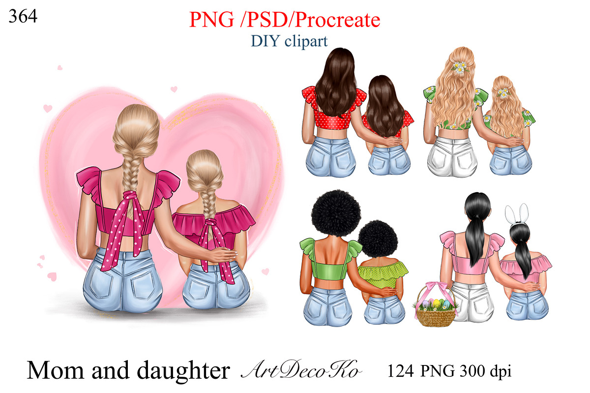 Mom and daughter clipart, a Person Illustration by DekoArt (Photo 1 of 3)