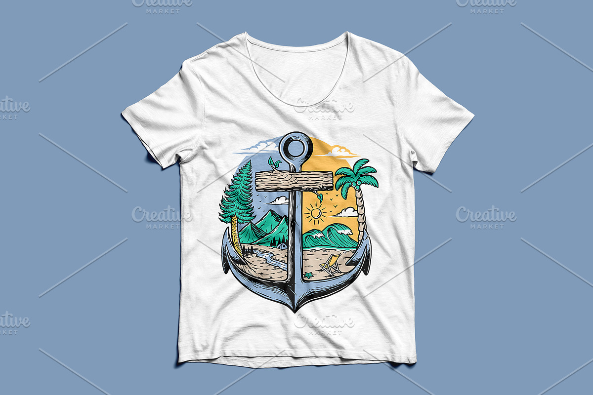 anchor and natural scenery, a Seasonal Illustration by gunaonedesign (Photo 4 of 6)