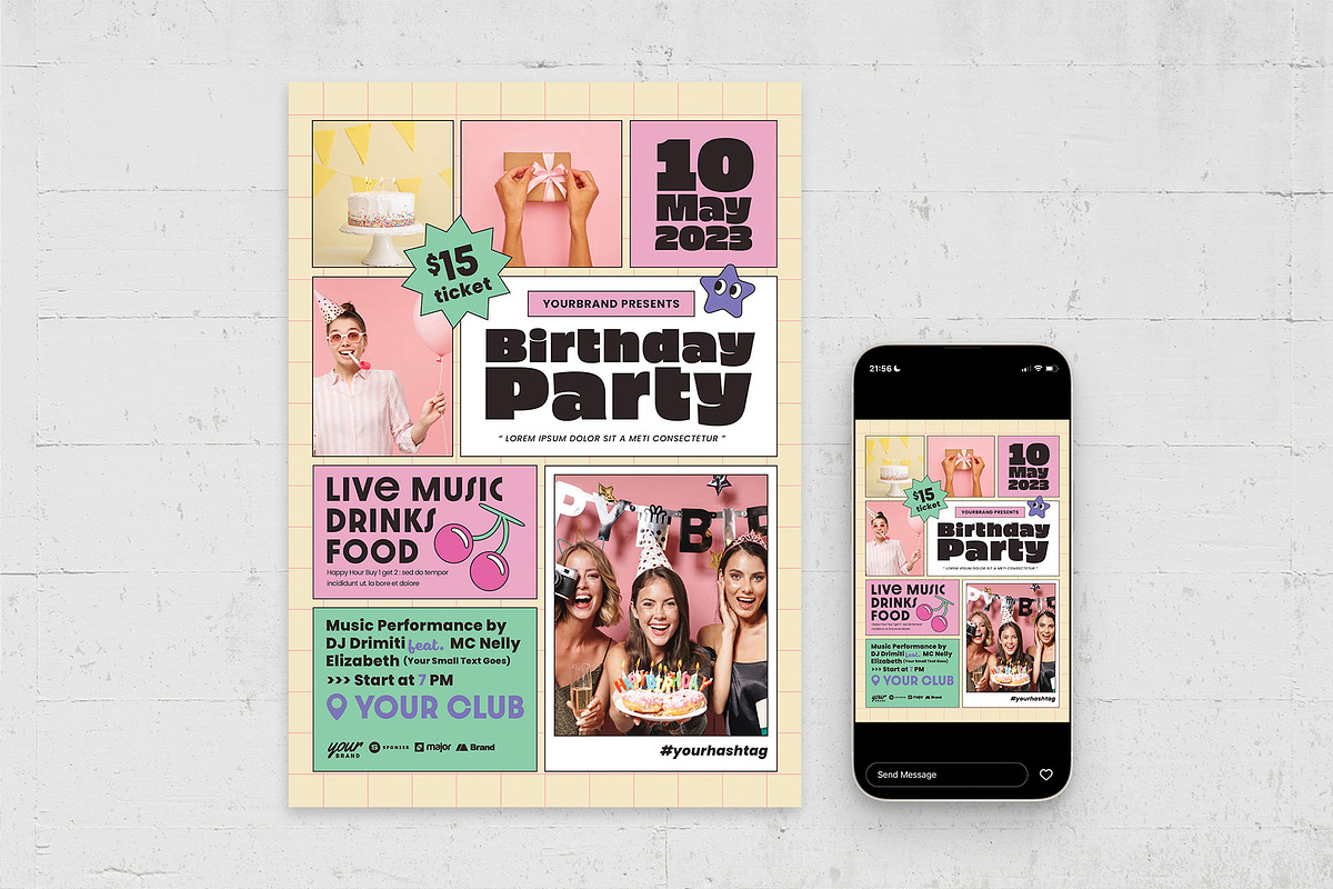Y2K Birthday Party Flyer Templates, a Flyer Template by BrandPacks (Photo 3 of 4)