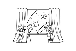planets stargazing kid vector, a Person Illustration by pikepicture